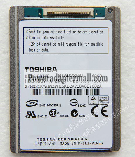 1.8"Toshiba MK6028GAL 60GB HDD for HP Mini 1000 2710P D430 /D420